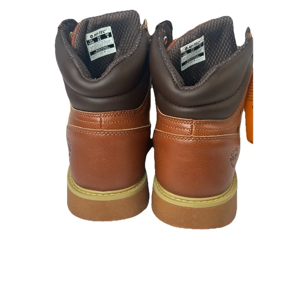 New Hi-Tec X-T Steel Toe Work Boots Mens Tan Waterproof Slip Resistant Size 10